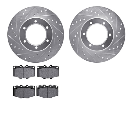 7402-76006, Rotors-Drilled And Slotted-Silver With Ultimate Duty Performance Brake Pads, Zinc Coated